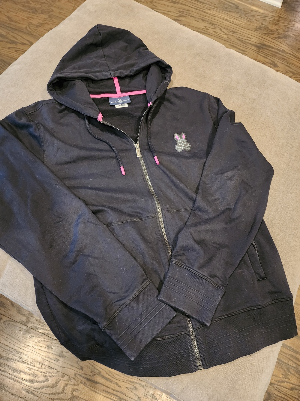 Psycho Bunny Black Zip Hoodie with Pink Trim - Picture 2 of 2